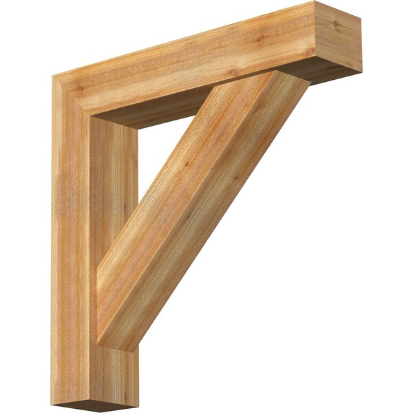 Ekena Millwork Traditional Block Rough Sawn Bracket w/ Offset Brace, Western Red Cedar, 8"W x 38"D x 38"H BKT0806X38X38TRA05RWR - main